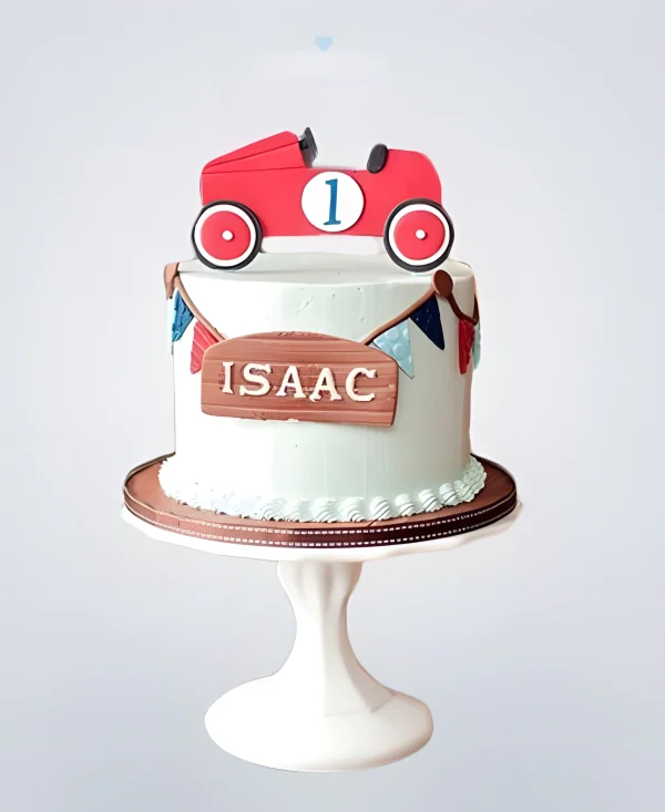 Торт со спортивной ретро машинкой Фото