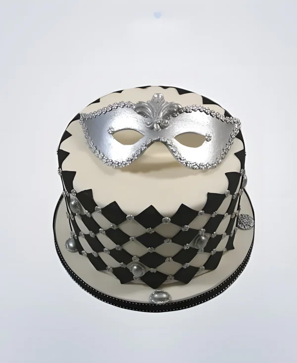 Торт серебряная театральная маска Фото