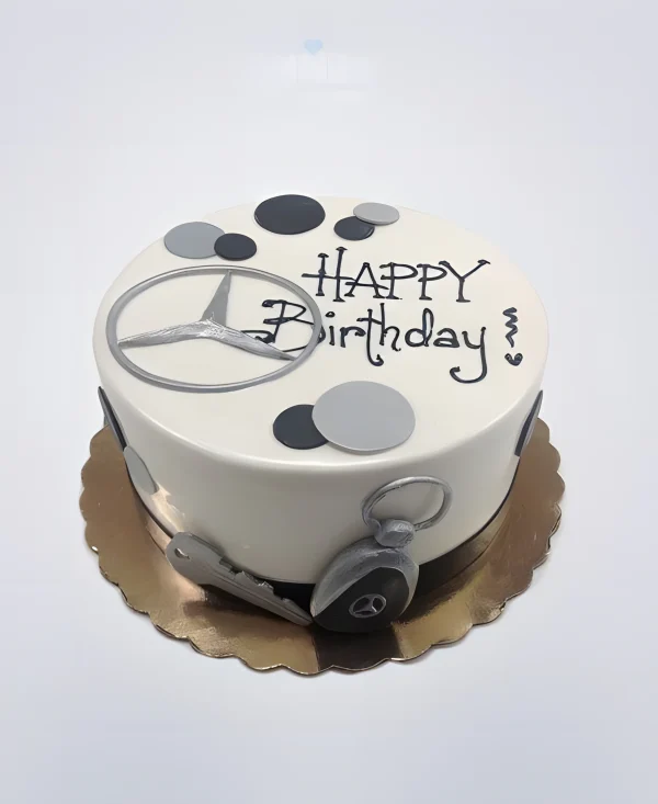 Торт Мерседес белый со знаком Фото