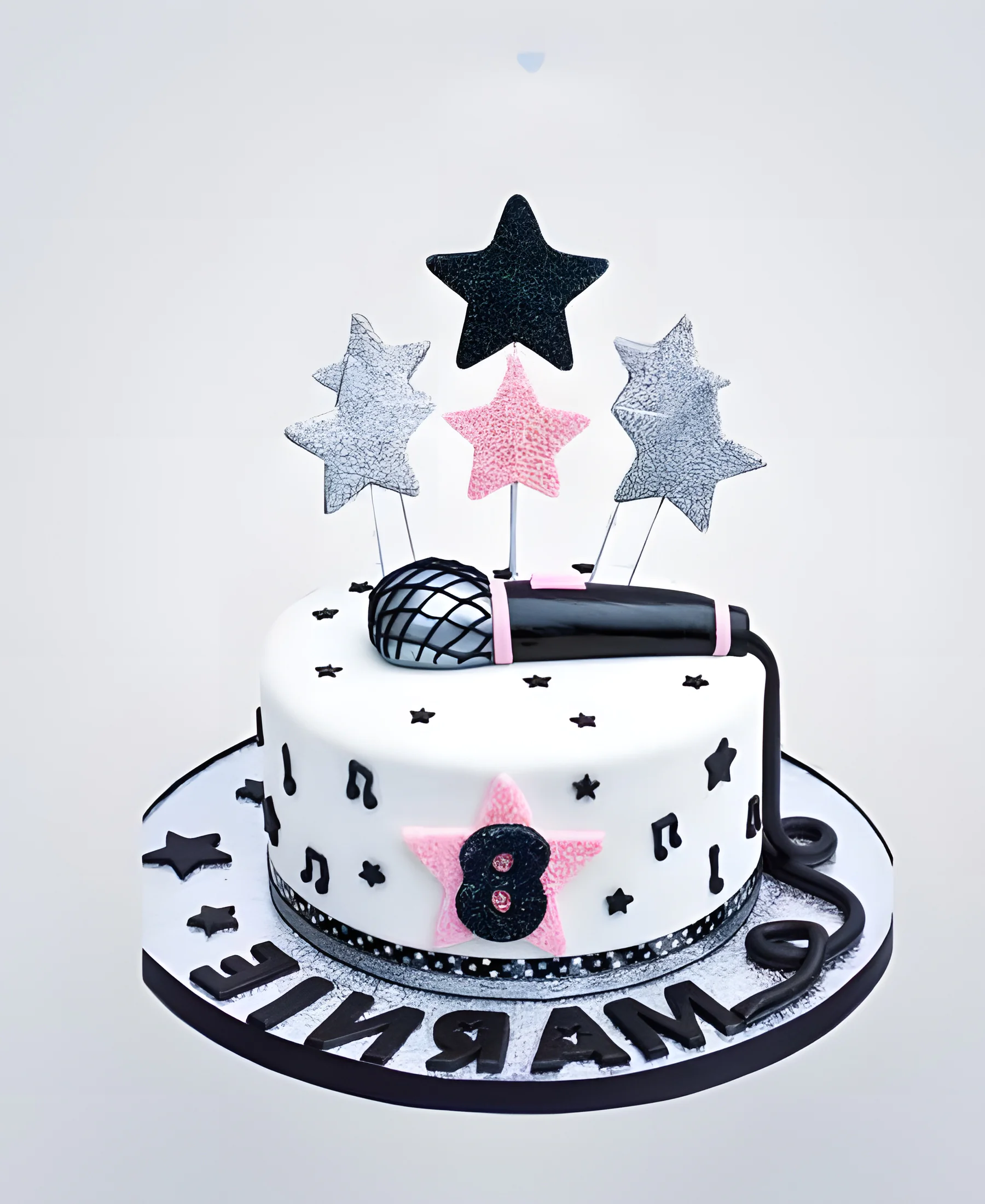 Торт с микрофоном и звездами Фото