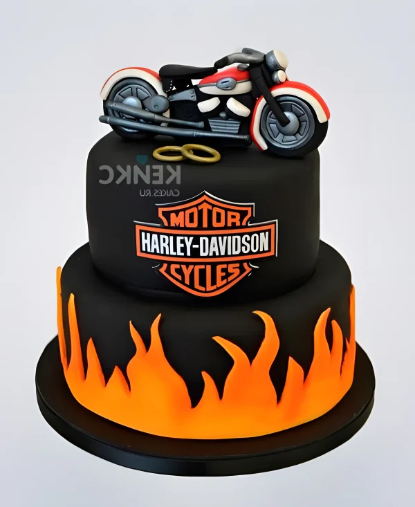 Торт для байкера с мотоциклом Харлей Фото