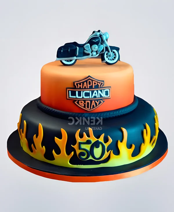 Торт с мотоциклом на юбилей байкеру Фото
