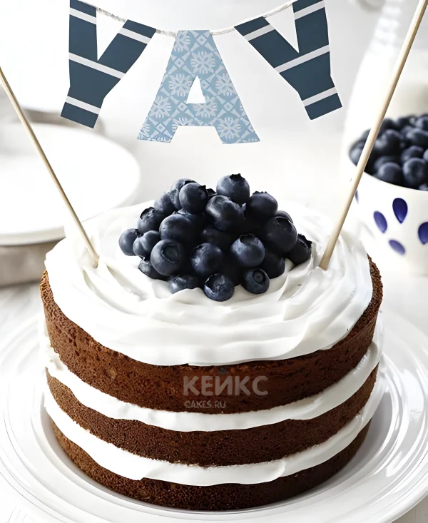 Торт мужчине с голубикой на юбилей Фото