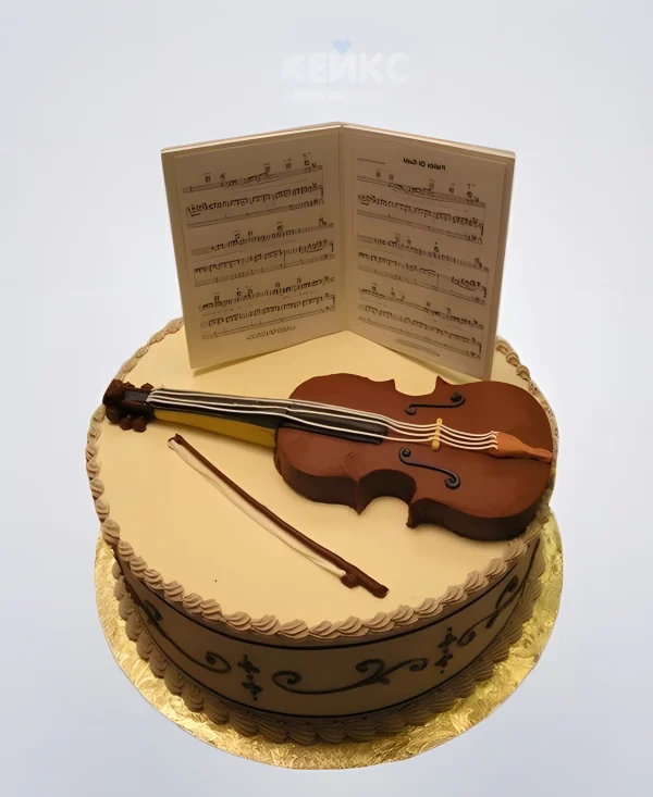 Торт Музыканту со виолончелью и нотами Фото