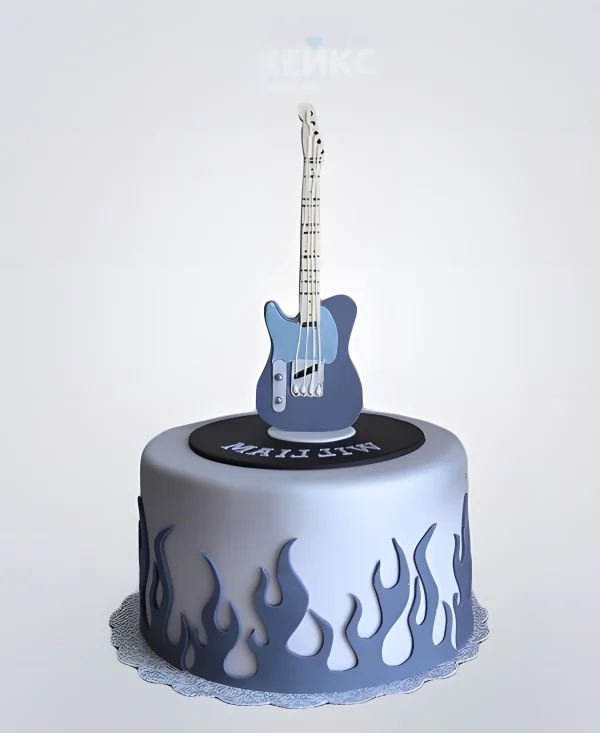 Торт гитара синего цвета Фото