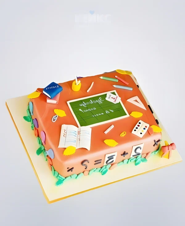 Торт на 1 сентября со школьной доской и цифрами Фото