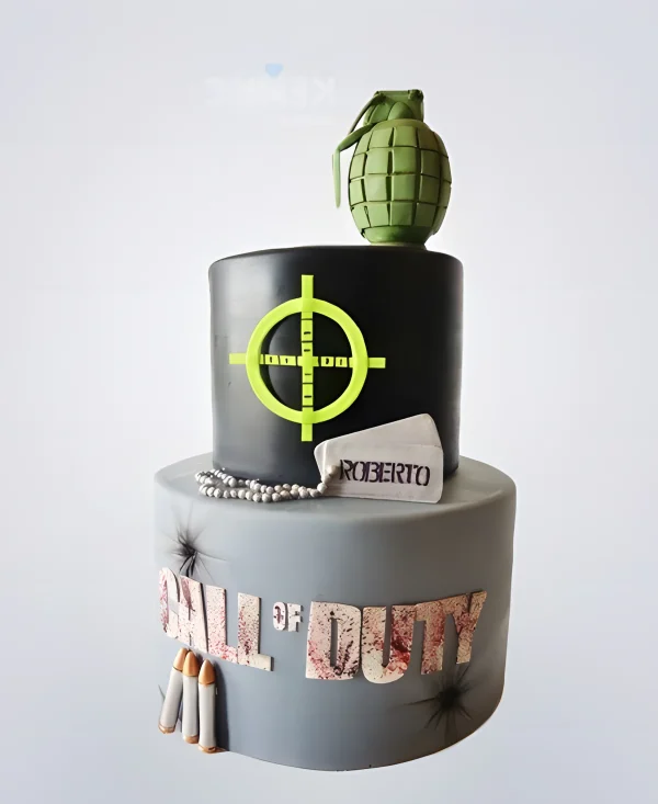 Торт Call of Duty с гранатой и прицелом Фото