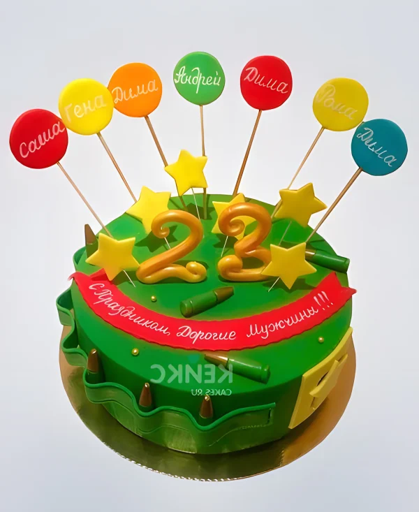 Торт на 23 февраля для коллег на работе Фото