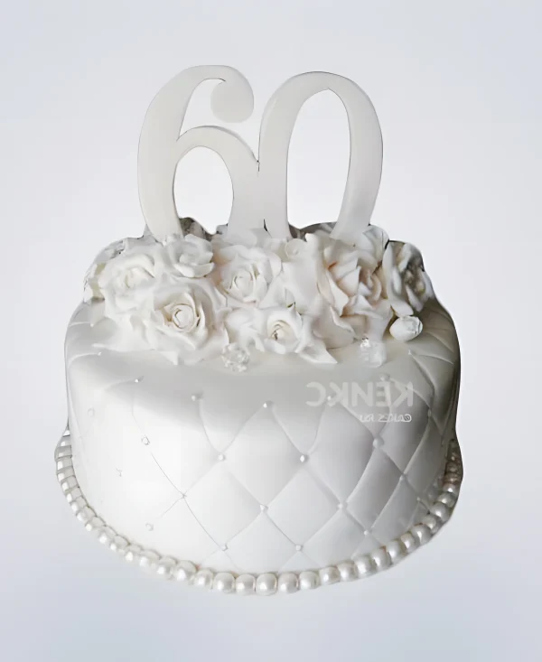 Торт на бриллиантовую свадьбу с розами и цифрой Фото