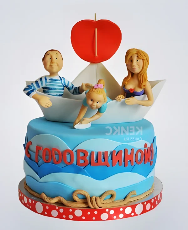 Шикарный торт на бумажную свадьбу с фигурками Фото