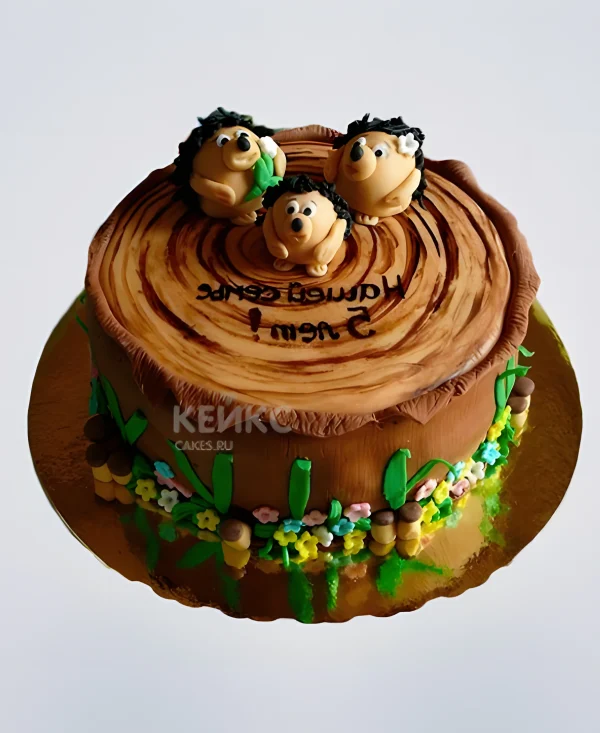 Торт на деревянную свадьбу с фигурками Фото