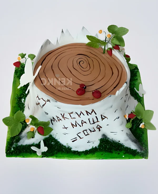 Прикольный торт на деревянную свадьбу с надписями Фото