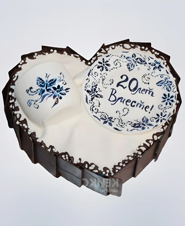 Торт на фарфоровую свадьбу с чашами Фото