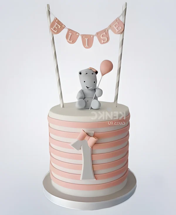 Розовый торт на 1 годик девочке Фото