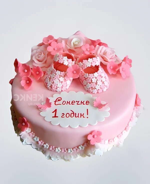 Торт с мастикой на 1 годик девочке Фото