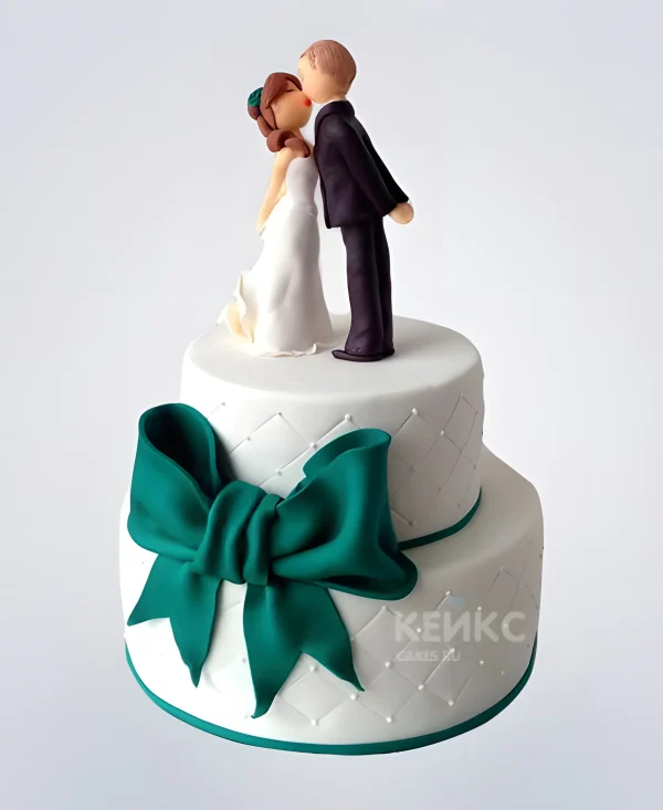 Торт на годовщину свадьбы 55 лет (изумрудная) Фото