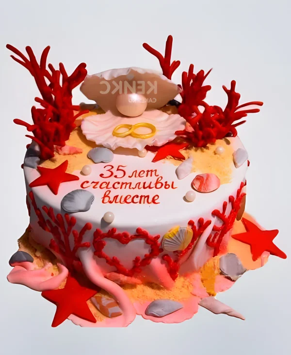 Торт родителям на коралловую свадьбу 35 лет Фото