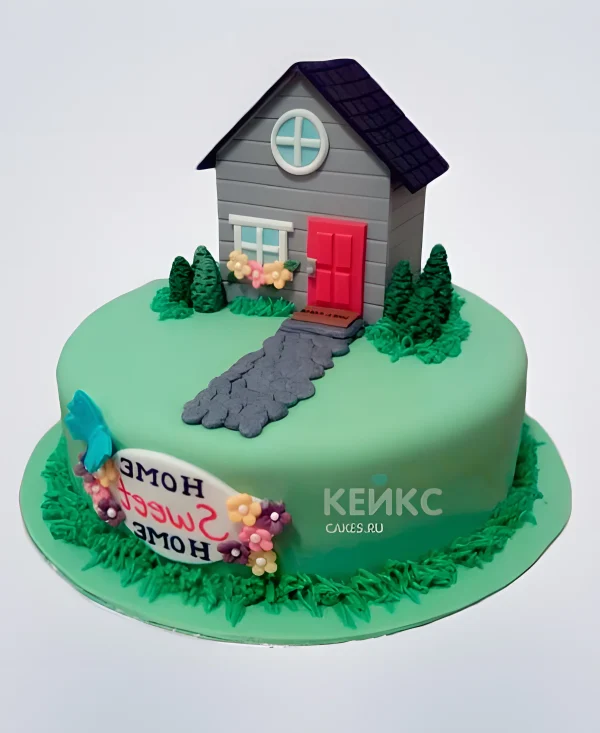 Торт на новоселье с домиком Фото