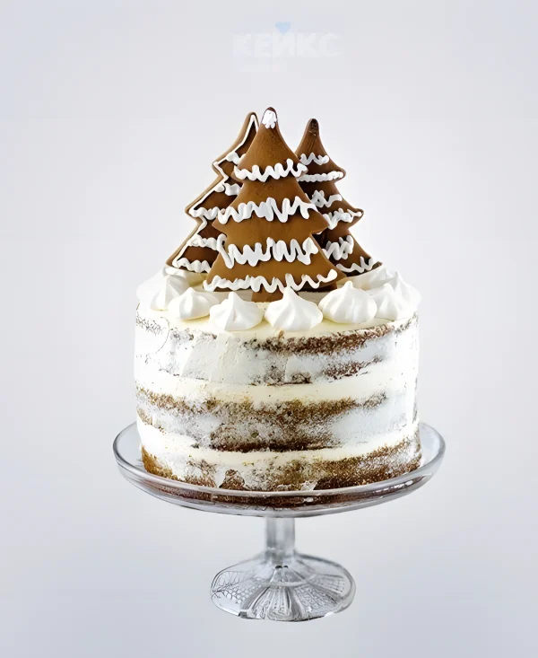 Торт на новый год с елочками и без мастики Фото