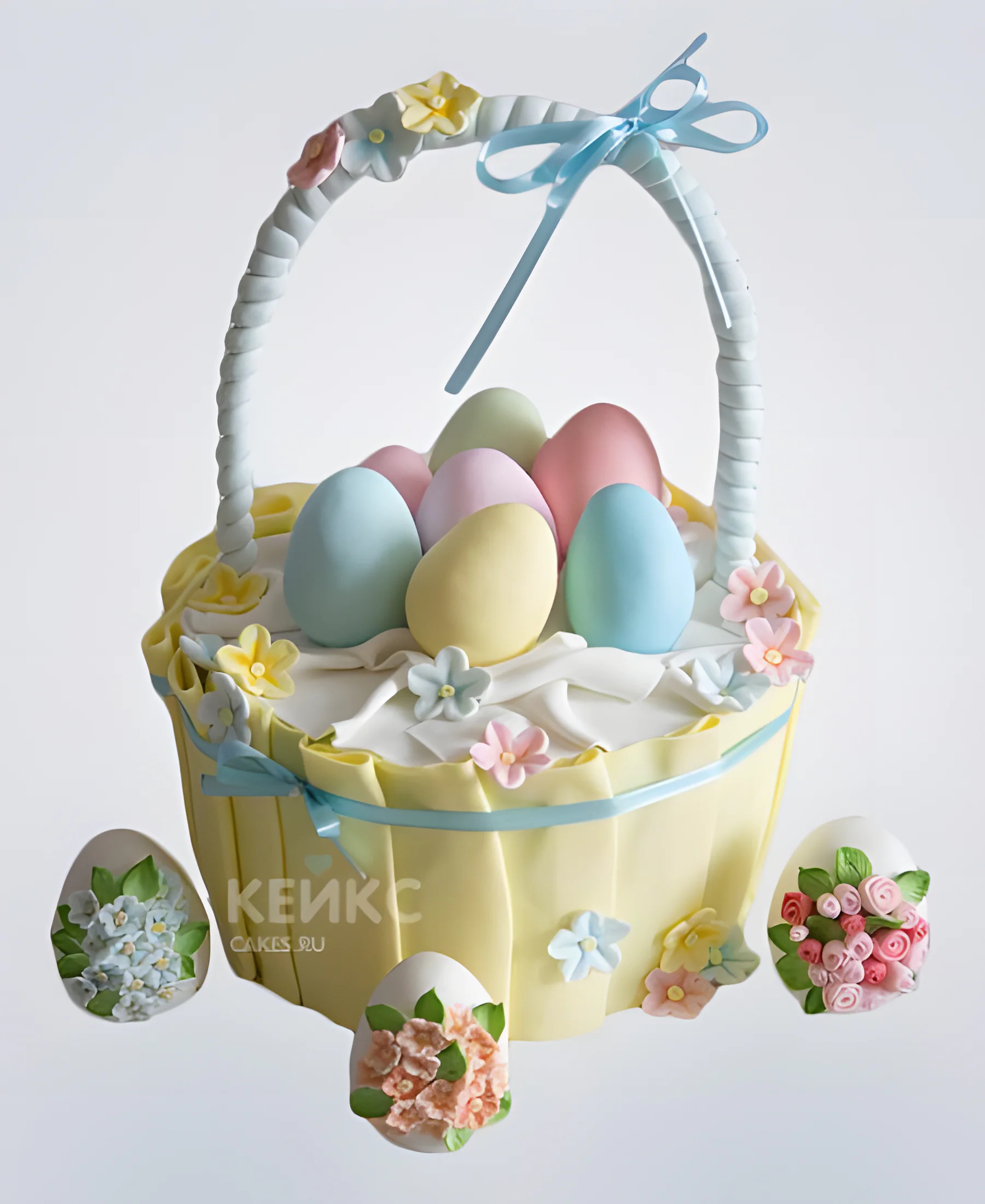 Торт корзинка с яйцами на пасху Фото