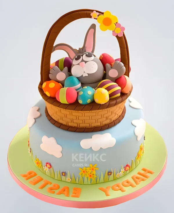 Торт с кроликом и яйцами на пасху Фото
