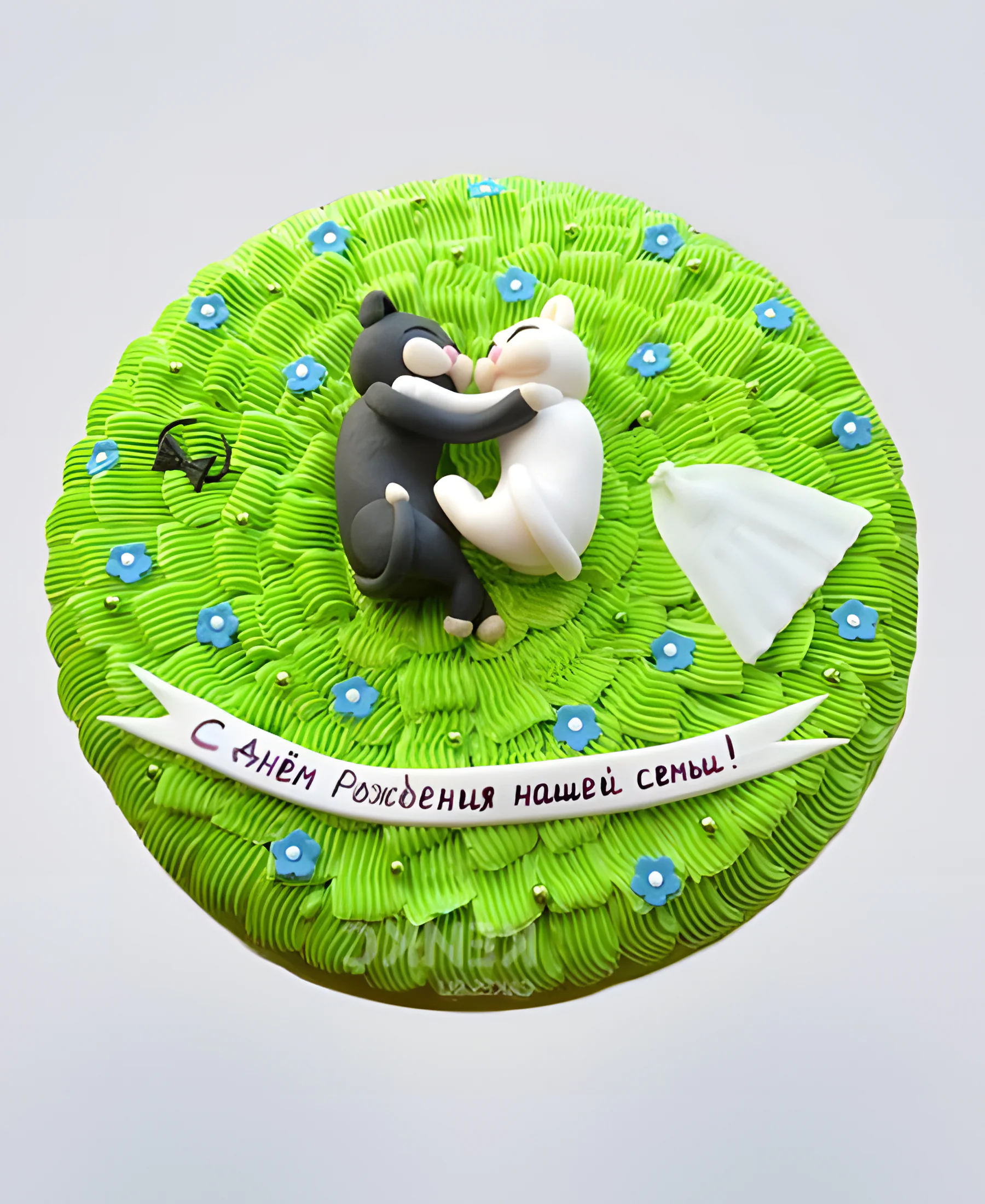 Зелёный торт на ситцевую свадьбу 1 год Фото