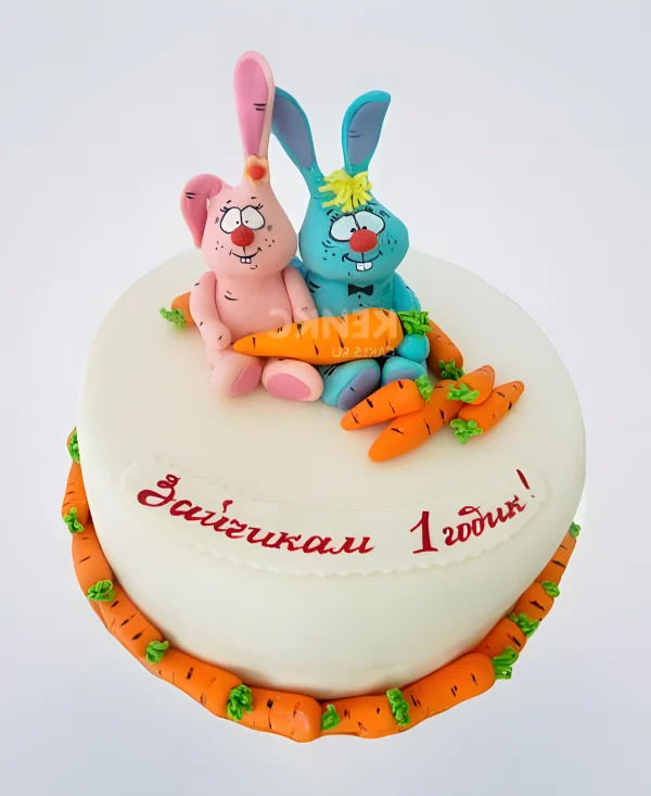 Весёлый торт на ситцевую свадьбу с фигурками Фото