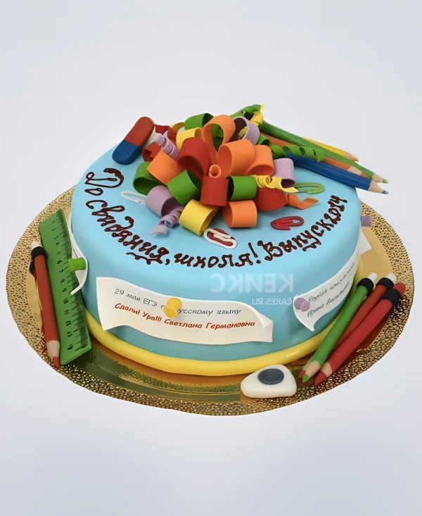 Торт на выпускной «До свидания Школа» Фото