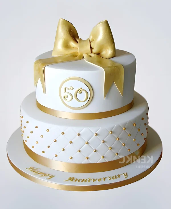 Торт на юбилей свадьбы 50 лет (золотая) Фото