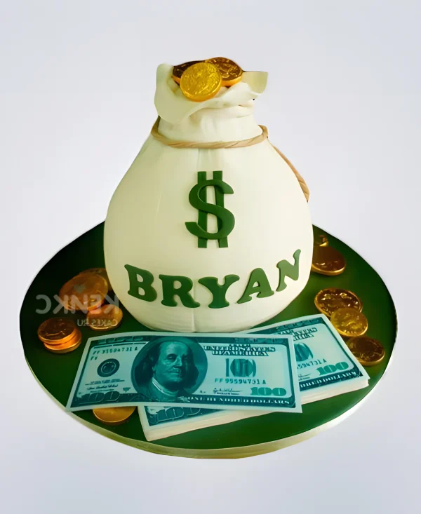 Торт директору с мешком денег Фото