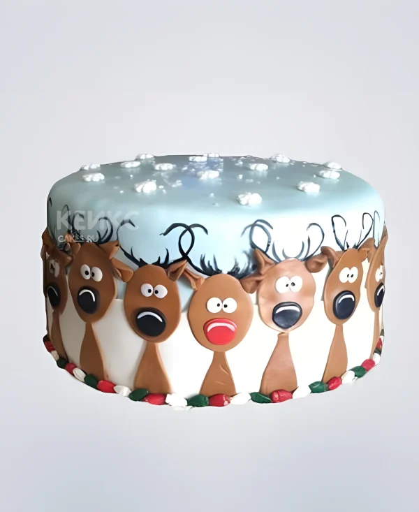 Новогодний торт с оленями Фото