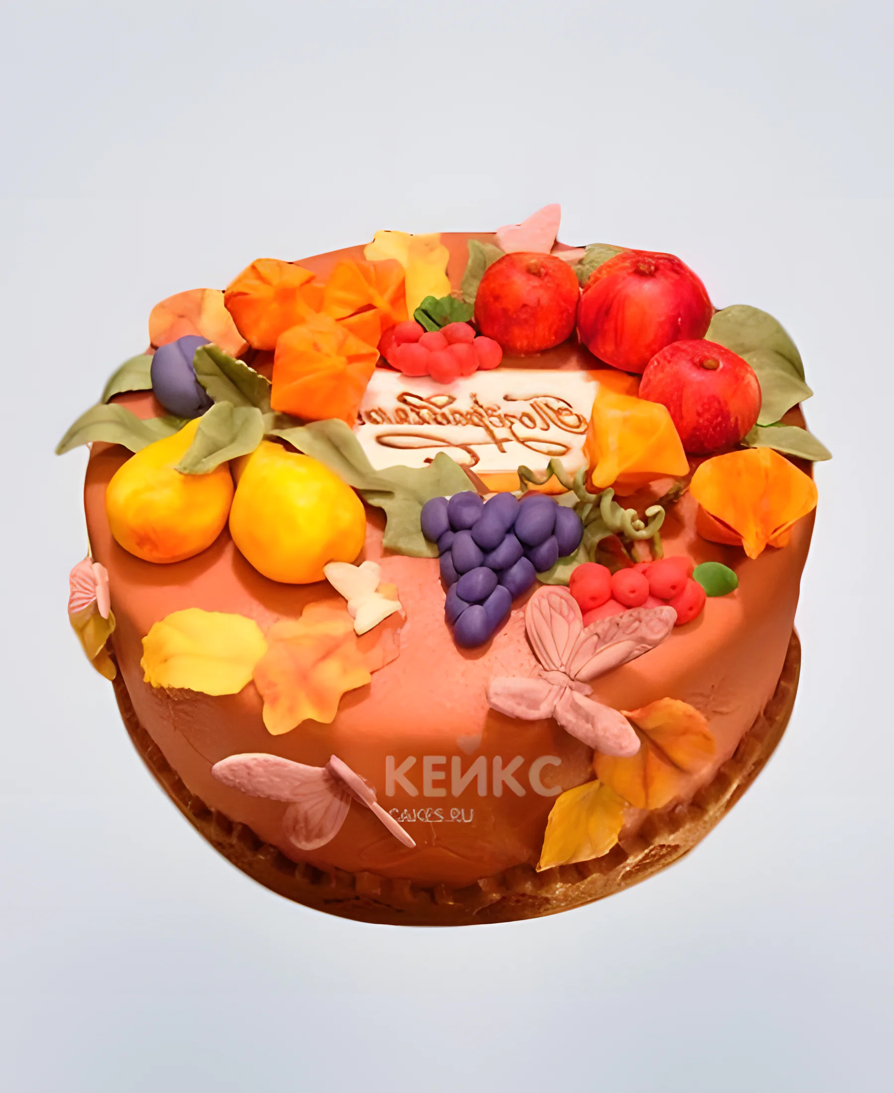 Торт с фруктами на праздник осени Фото