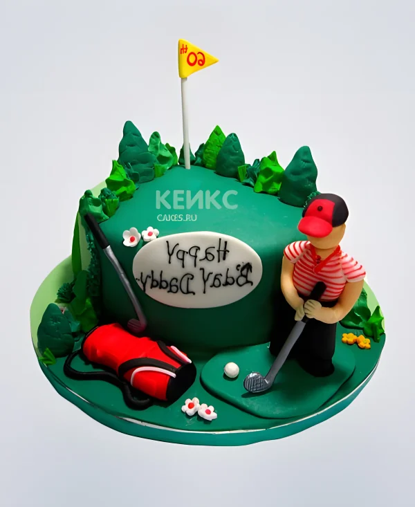 Торт зеленый для любителей гольфа Фото