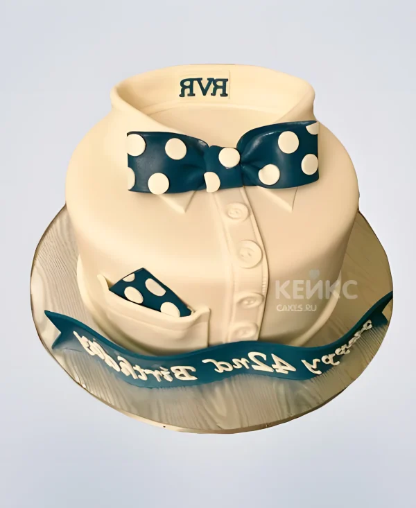 Торт в виде рубашки с бабочкой в горошек Фото