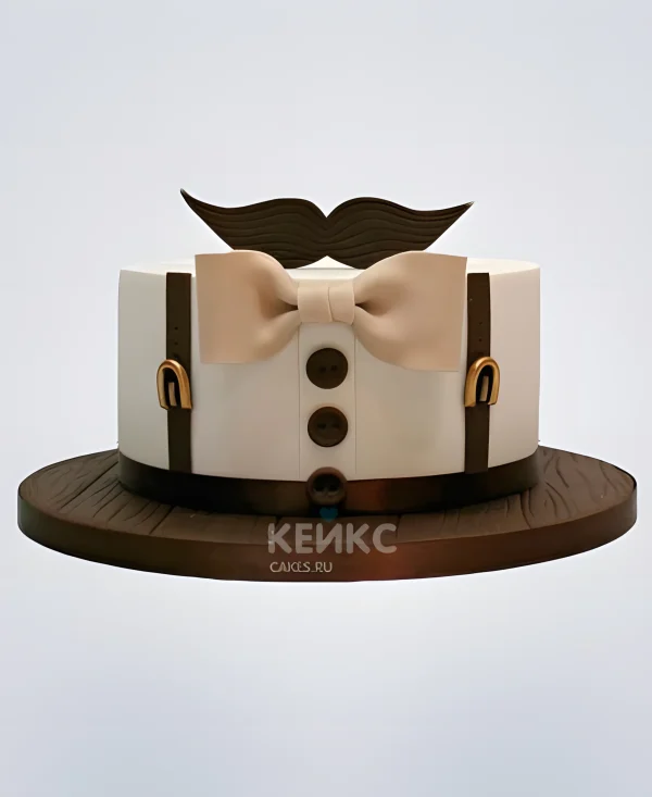 Стильный торт в виде рубашки с усами Фото