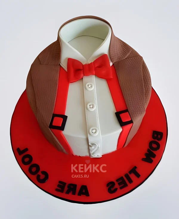 Торт в виде рубашки с красными подтяжками Фото