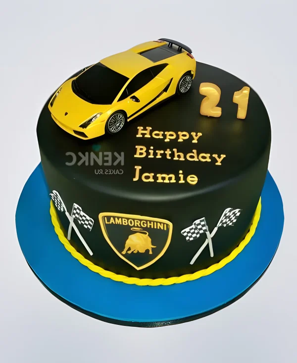 Торт на день рождение любимому в 21 год с Ламборгини Фото