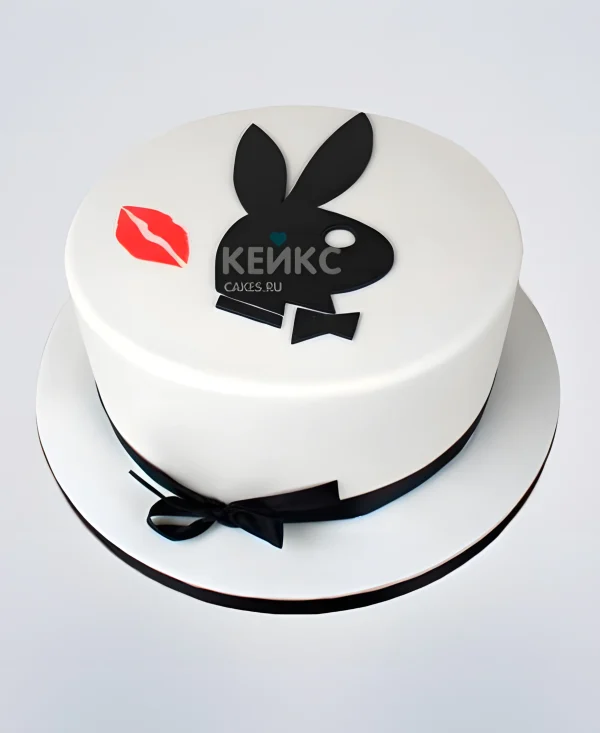 Белый торт с зайчиком Плэйбой Фото