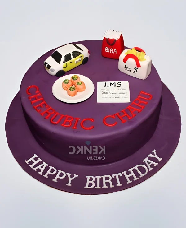 Фиолетовый торт для любителей суши Фото