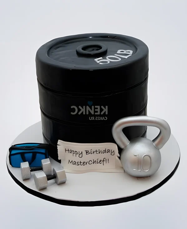 Черный торт с гирей Фото