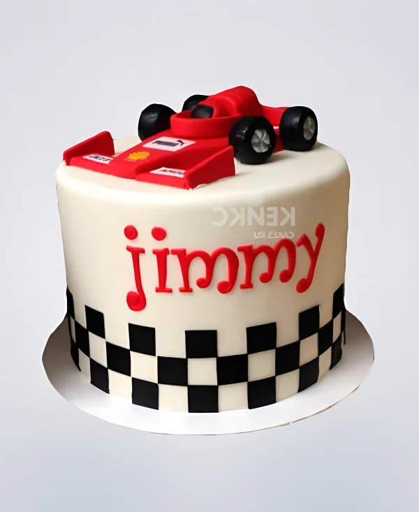 Оригинальный торт с красной машиной Фото