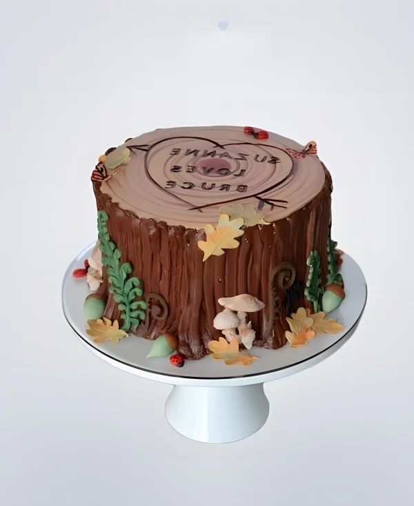 Торт в виде пня с сердцем Фото