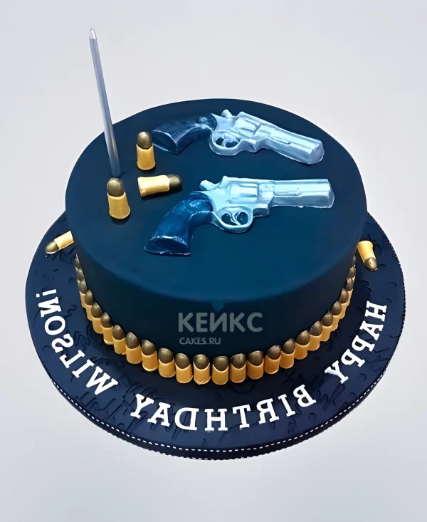 Торт пистолет с патронами Фото