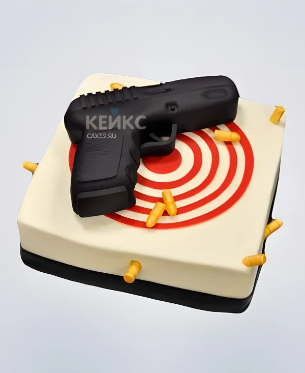 Торт пистолет с мишенью Фото