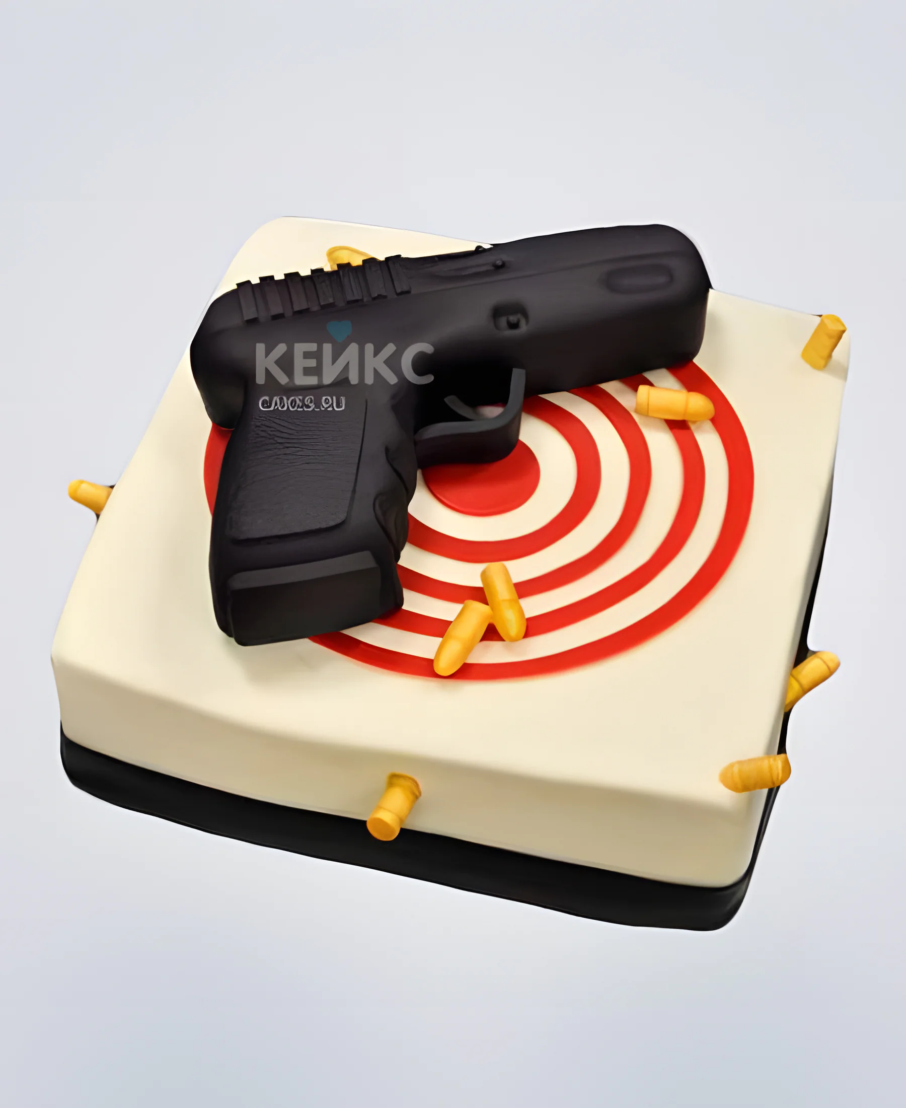 Торт пистолет с мишенью Фото