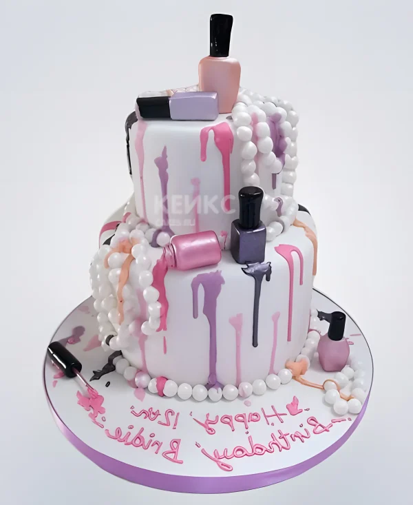 Торт с разными лаками для ногтей Фото