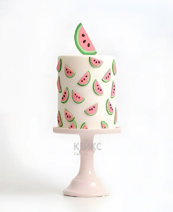 Смешной торт украшенный дольками арбуза для подруги Фото