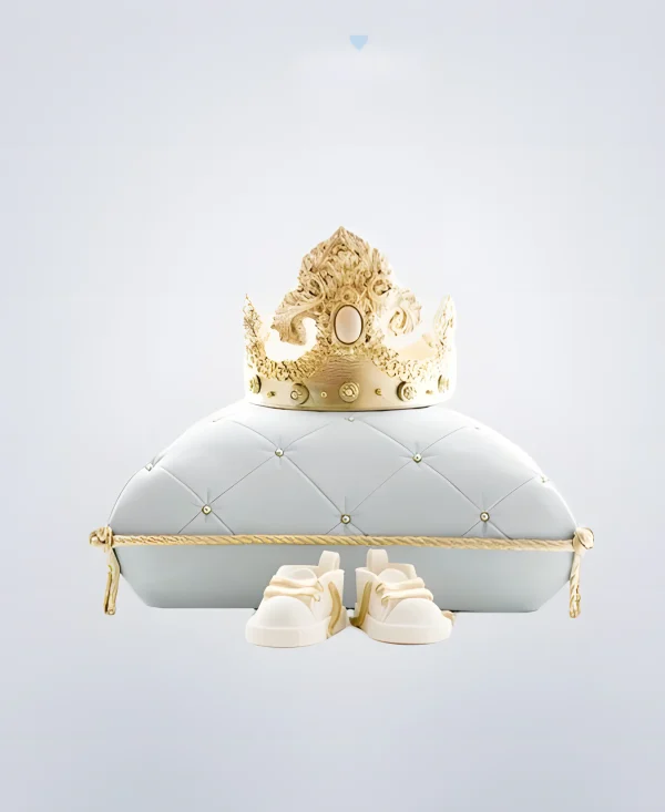 Торт голубая подушка с короной Фото