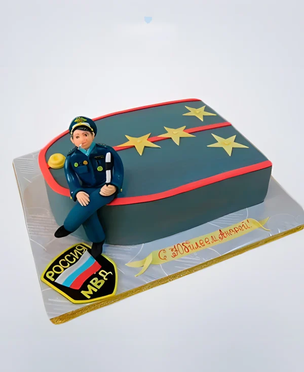 Торт в виде погона с фигуркой Фото