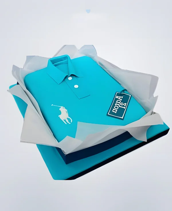 Торт синяя рубашка с белой эмблемой Фото